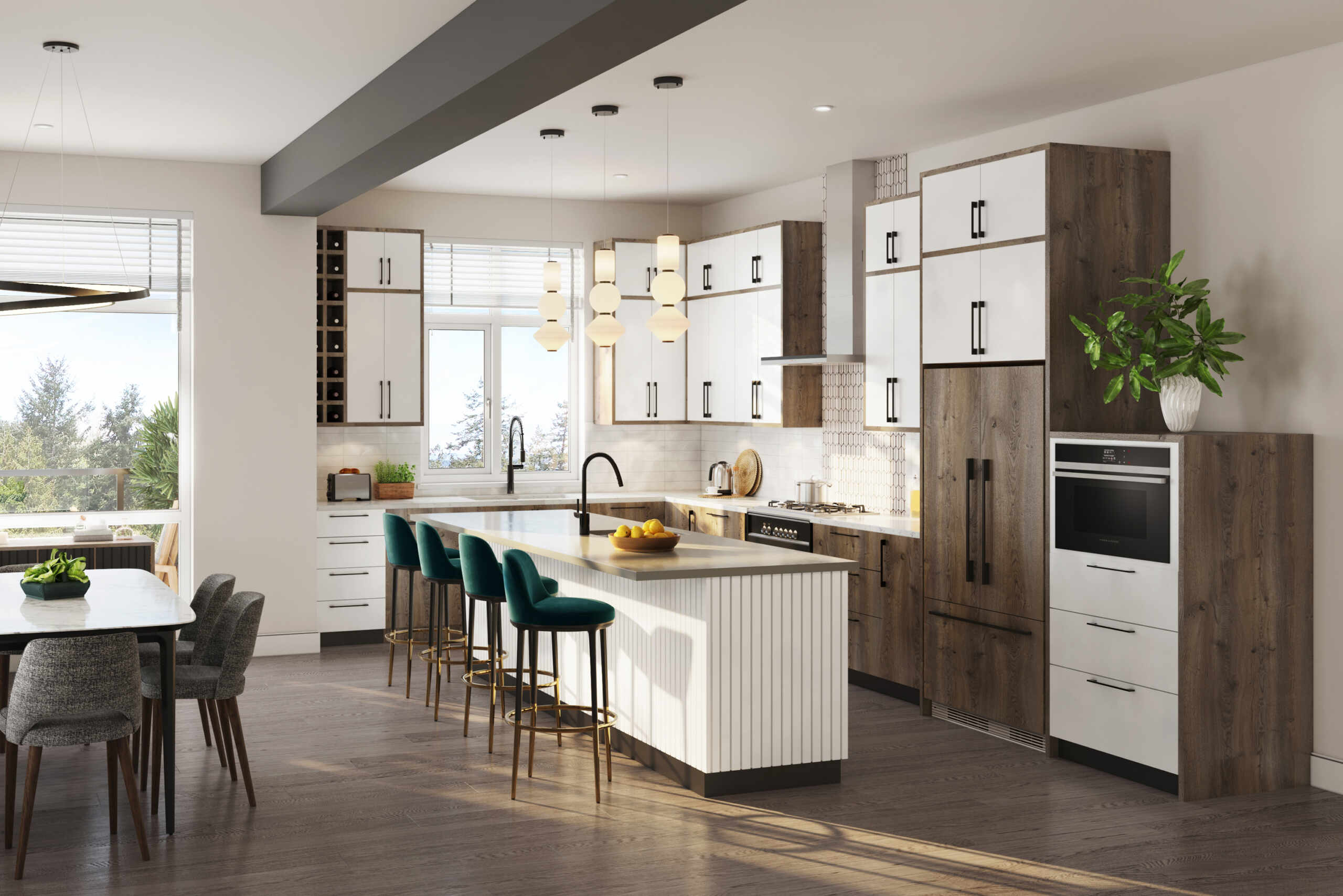 spacious kitchen with elegant finishes
